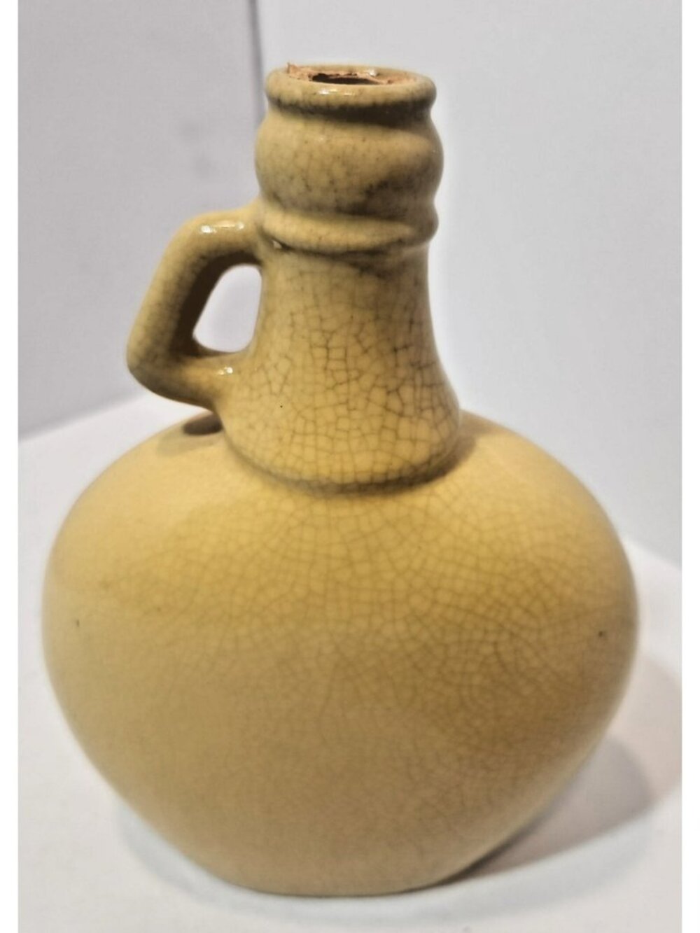 Vintage 1930s Owen's Pottery Illinois Yellow Glazed Jug Des Pat 89301